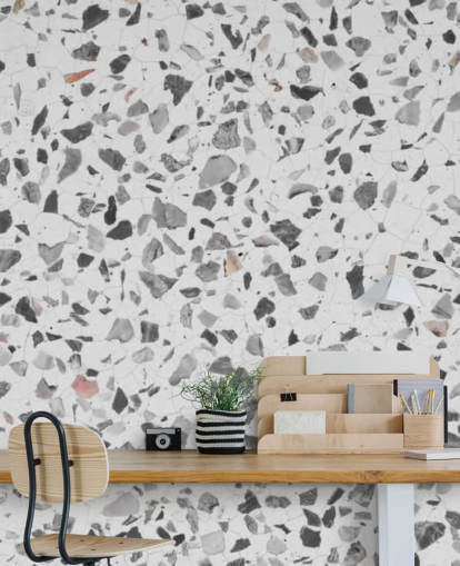 Grey and White Speckled Terrazzo Wallpaper Grey and White Speckled Terrazzo Wallpaper