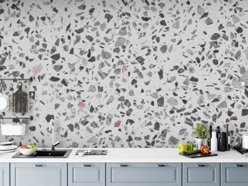 Grey and White Speckled Terrazzo Wallpaper