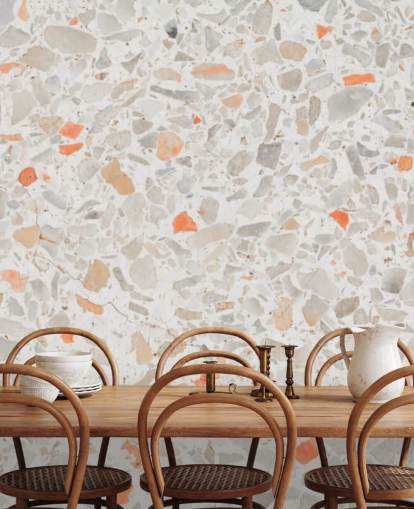 Orange and Grey Terrazzo Wallpaper Orange and Grey Terrazzo Wallpaper