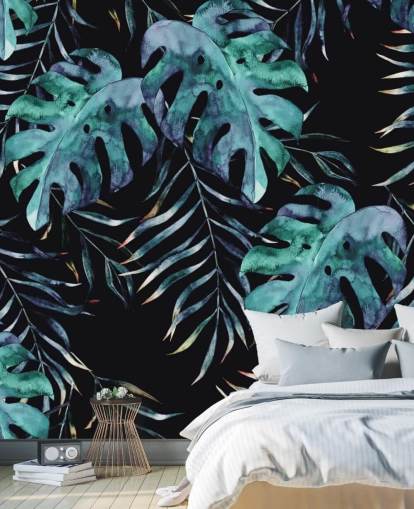 Papel Pintado Palmera Negra con Hojas Tropic Papel Pintado Palmera Negra con Hojas Tropic