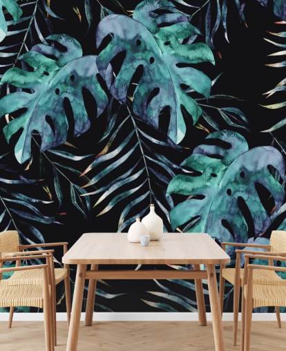 Black with Tropical Leaves Palm Wallpaper Black with Tropical Leaves Palm Wallpaper