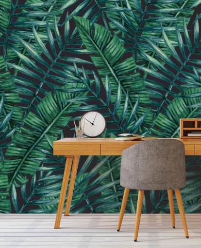 papel pintado de la selva de hojas tropicales oscuras papel pintado de la selva de hojas tropicales oscuras