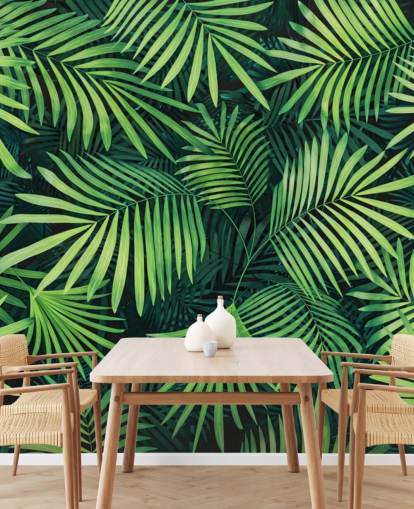 mural de papel de parede de folhas verdes personalizáveis chamado Leaves of Palm Tree para cozinhas ou quartos mural de papel de parede de folhas verdes personalizáveis chamado Leaves of Palm Tree para cozinhas ou quartos