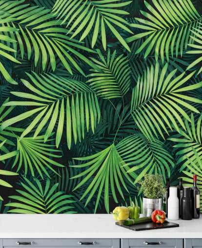 papier peint mural de feuilles vertes personnalisables appelé Leaves of Palm Tree pour les cuisines ou les chambres papier peint mural de feuilles vertes personnalisables appelé Leaves of Palm Tree pour les cuisines ou les chambres