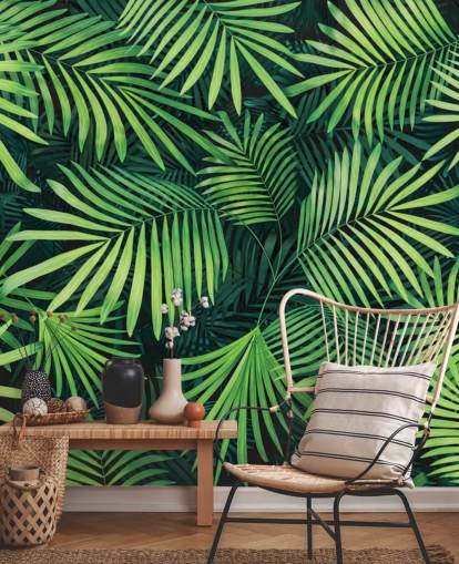 green customisable leaves wallpaper mural called Leaves of Palm Tree for kitchens or bedrooms green customisable leaves wallpaper mural called Leaves of Palm Tree for kitchens or bedrooms
