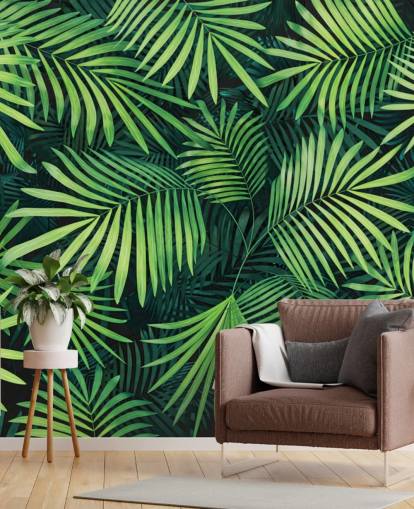 green customizable leaves wallpaper mural called Leaves of Palm Tree for kitchens or bedrooms green customizable leaves wallpaper mural called Leaves of Palm Tree for kitchens or bedrooms