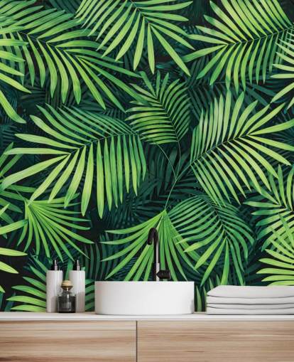 grønne tilpasselige blade tapet vægmaleri kaldet Leaves of Palm Tree til køkkener eller soveværelser grønne tilpasselige blade tapet vægmaleri kaldet Leaves of Palm Tree til køkkener eller soveværelser