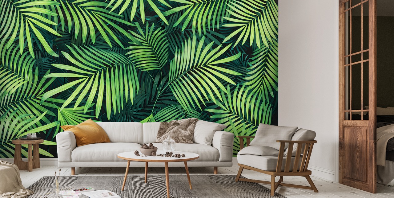 Lehdet Palm Tree Taustakuva | Wallsauce FI