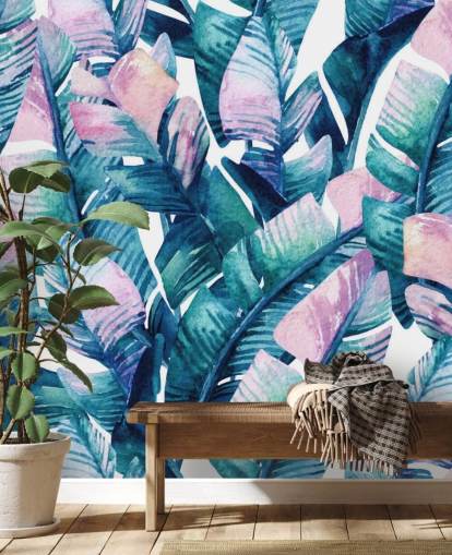 violetti sävytetty vihreät lehdet tapetti violetti sävytetty vihreät lehdet tapetti