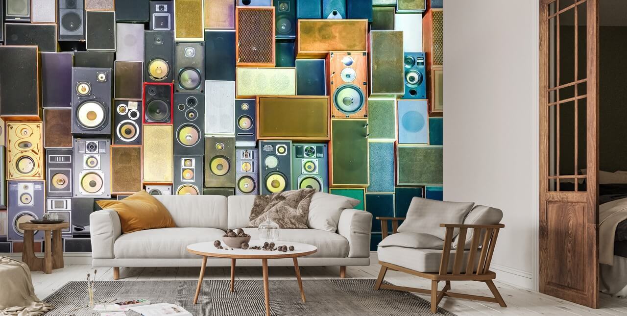 Retro Speakers Wallpaper Mural | Wallsauce AU