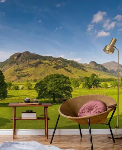 Lake District Green Fields and Blue Sky Wall Mural Lake District Green Fields and Blue Sky Wall Mural
