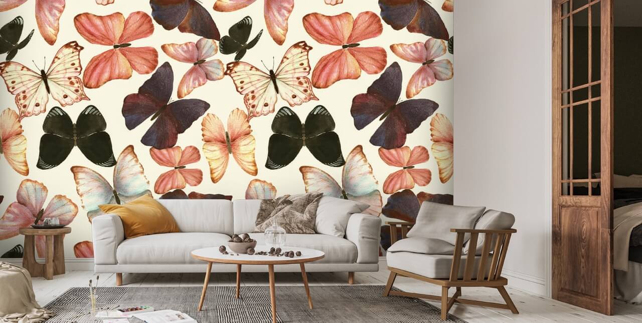 Colorful Watercolor Butterflies Wallpaper | Wallsauce US