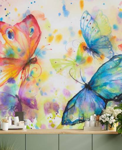 colourful butterfly wallpaper mural called Flying Butterflies for kids bedrooms colourful butterfly wallpaper mural called Flying Butterflies for kids bedrooms