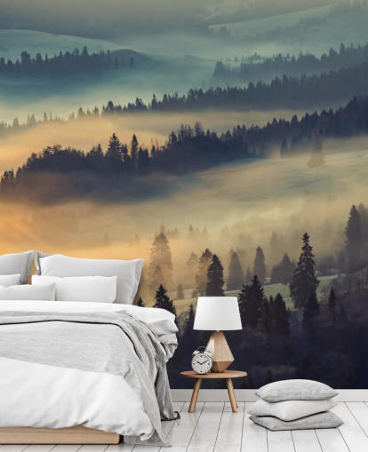 Orange och blå dimma väggmålning Orange och blå dimma väggmålning