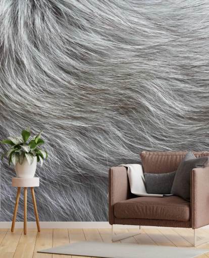 Grey Fluffy Fur Print Wallpaper Grey Fluffy Fur Print Wallpaper