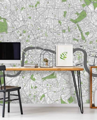 white and green map of london wallpaper called Detailed Map of London for bedrooms, home offices and dining rooms white and green map of london wallpaper called Detailed Map of London for bedrooms, home offices and dining rooms