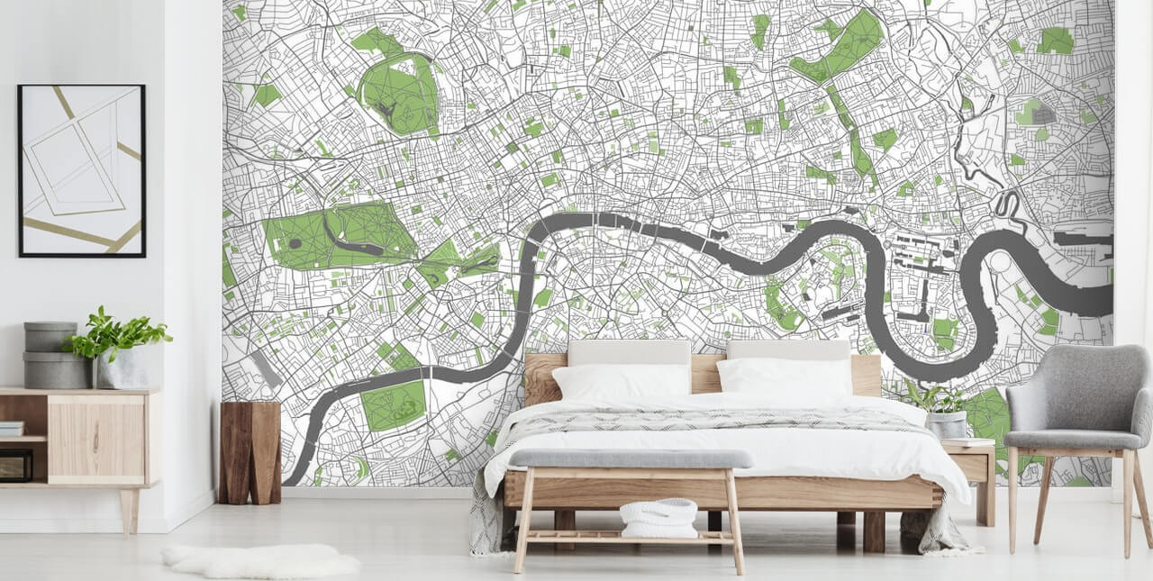 fond d'écran blanc et vert de Londres appelé Carte détaillée de Londres pour les chambres, les bureaux à domicile et les salles à manger fond d'écran blanc et vert de Londres appelé Carte détaillée de Londres pour les chambres, les bureaux à domicile et les salles à manger