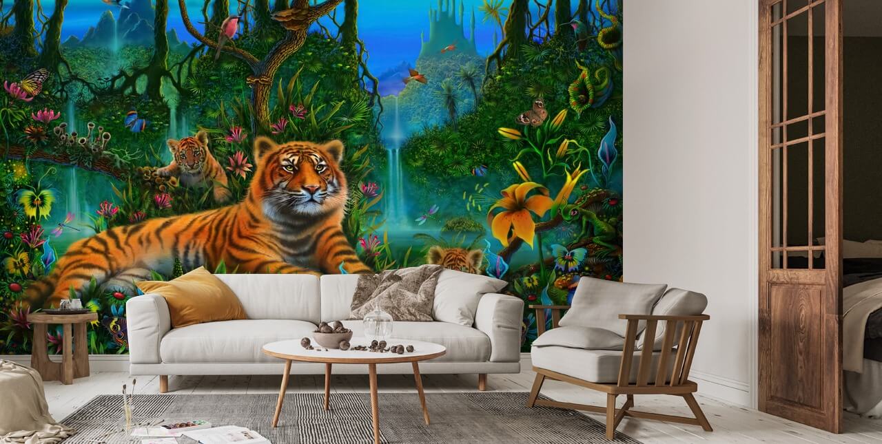 Tigers in Jungle Wall Mural | Wallsauce US