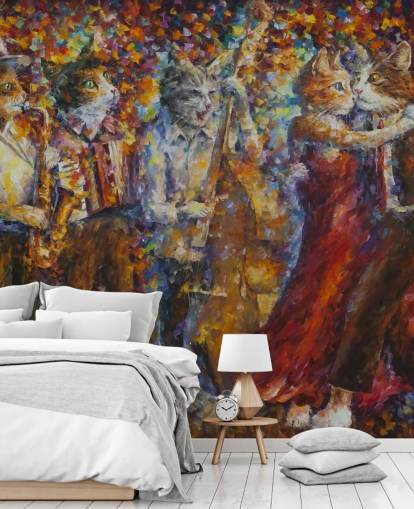 Painted Dressed Cats Dancing Wall Mural Painted Dressed Cats Dancing Wall Mural