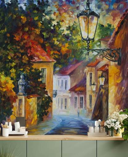 mediterranean street painted wallpaper mediterranean street painted wallpaper