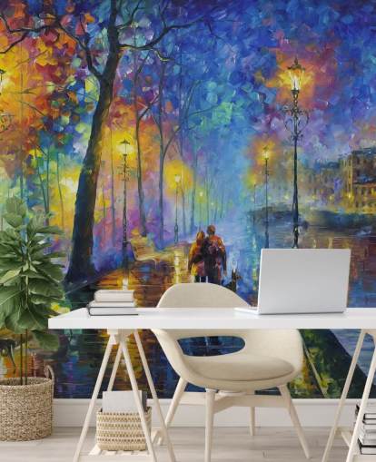 colourful painting of rainy street at night wallpaper colourful painting of rainy street at night wallpaper