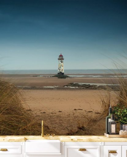 Old Lighthouse on Beach Wallpaper Old Lighthouse on Beach Wallpaper