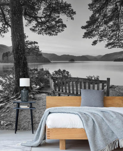 Black and White Lake Wallpaper Mural Black and White Lake Wallpaper Mural