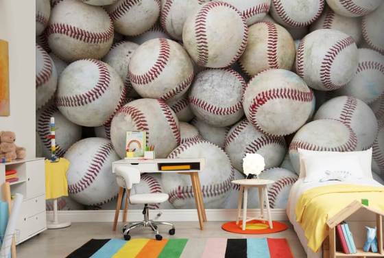 Muurschildering Baseball Party