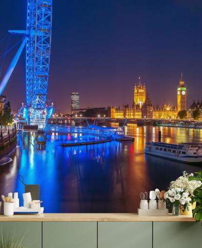 Luzes noturnas no London Eye Wall Mural Luzes noturnas no London Eye Wall Mural