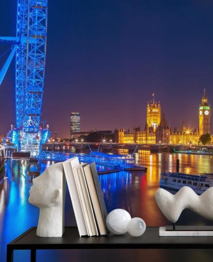 Luzes noturnas no London Eye Wall Mural Luzes noturnas no London Eye Wall Mural
