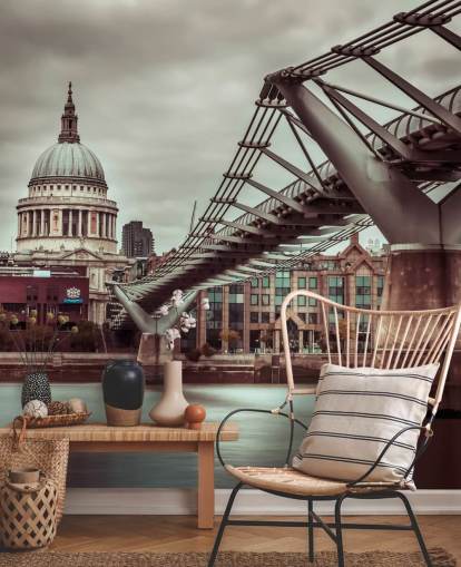 St Pauls-katedralen, Millennium Bridge Bakgrund St Pauls-katedralen, Millennium Bridge Bakgrund