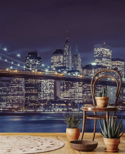 Brooklyn Bridge Moody Blue Wall Mural Brooklyn Bridge Moody Blue Wall Mural