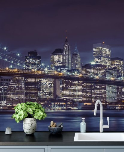 Brooklyn Bridge Moody Blue Wall Mural Brooklyn Bridge Moody Blue Wall Mural