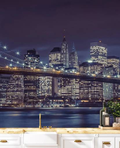 Brooklyn Bridge Moody Blue Wall Mural Brooklyn Bridge Moody Blue Wall Mural
