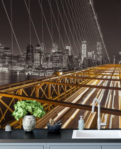 Brooklyn Bridge Bright Street -seinämaalaus Brooklyn Bridge Bright Street -seinämaalaus