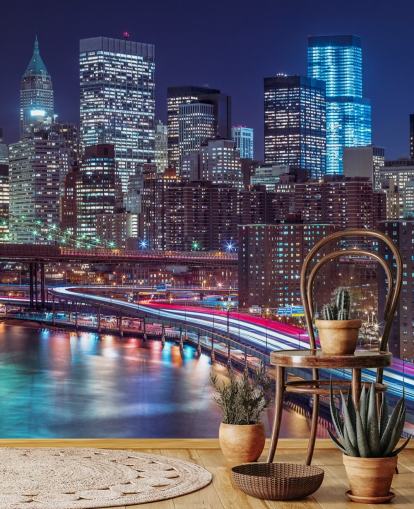 Strip valot kaduilla Manhattan Taustakuva Strip valot kaduilla Manhattan Taustakuva