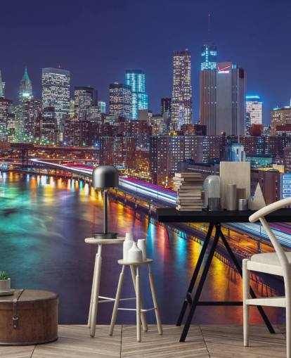 Lyse Lights Manhattan av East River Wall Mural Lyse Lights Manhattan av East River Wall Mural