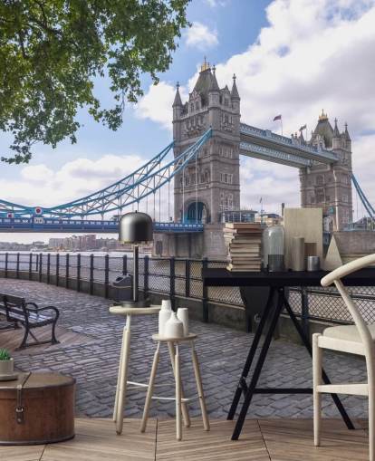 Tower Bridge fra Themsen Promenade Vægmaleri Tower Bridge fra Themsen Promenade Vægmaleri
