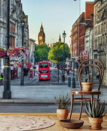 Gader i London by med Double Decker Bus tapet Gader i London by med Double Decker Bus tapet