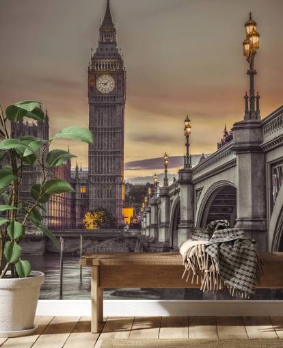 Westminsterin silta ja Big Ben -seinämaalaus Westminsterin silta ja Big Ben -seinämaalaus