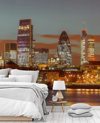Decorazione murale con skyline di Londra e il Gherkin Building Decorazione murale con skyline di Londra e il Gherkin Building