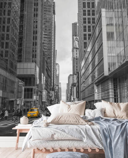 Táxi no Mural da Parede da Rua da Cidade de Nova York Táxi no Mural da Parede da Rua da Cidade de Nova York