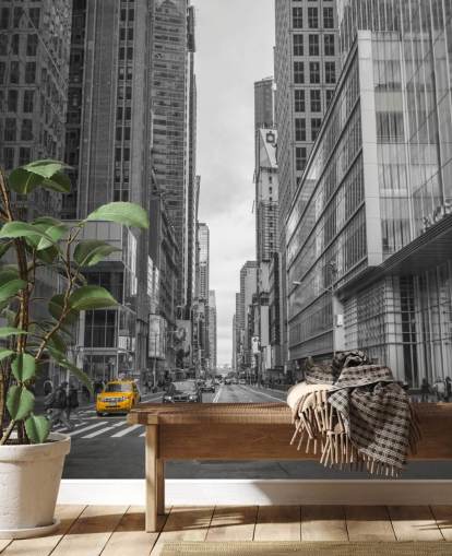 Drosje på New York City Street Wall Mural Drosje på New York City Street Wall Mural