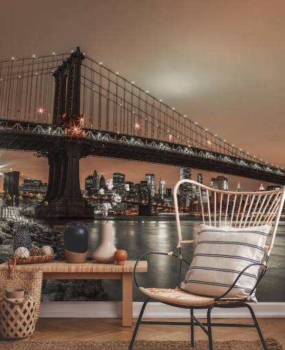 Manhattanin ja New Yorkin siluetin seinämaalaus Manhattanin ja New Yorkin siluetin seinämaalaus