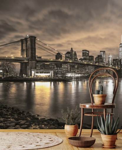 papier peint mural sombre de New York intitulé Brooklyn Bridge and Manhattan Dramatic Skyline par Assaf Frank papier peint mural sombre de New York intitulé Brooklyn Bridge and Manhattan Dramatic Skyline par Assaf Frank