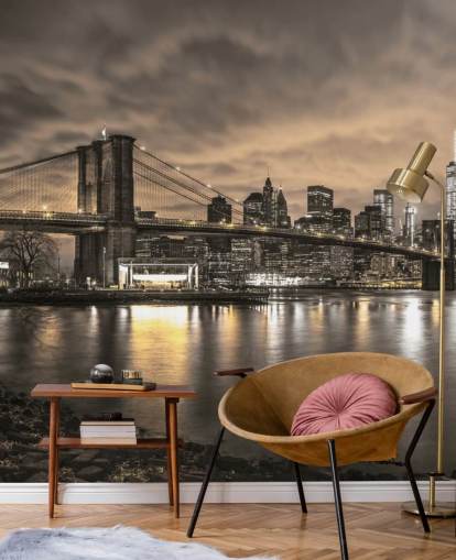 dark new york city wallpaper mural called Brooklyn Bridge and Manhattan Dramatic Skyline by Assaf Frank dark new york city wallpaper mural called Brooklyn Bridge and Manhattan Dramatic Skyline by Assaf Frank