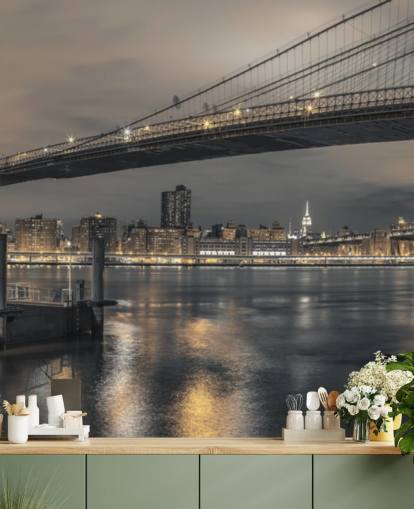 Brooklyn Bridge långskott väggmålning Brooklyn Bridge långskott väggmålning