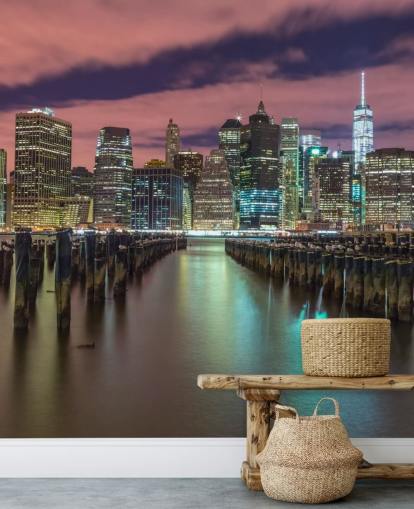 Beleuchtetes Manhattan Skyline Wandgemälde Beleuchtetes Manhattan Skyline Wandgemälde