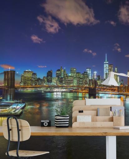 Farbenfrohe New York Night Wandgemälde Farbenfrohe New York Night Wandgemälde