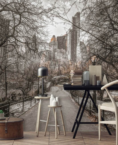 Central Park Winter Walk Wallpaper Mural Central Park Winter Walk Wallpaper Mural